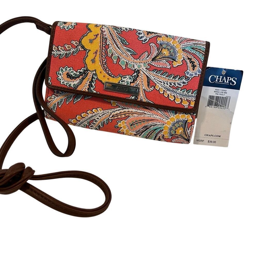 Chaps Wristlet Crossbody Floral Canvas Wallet, Women's -New with Tags
